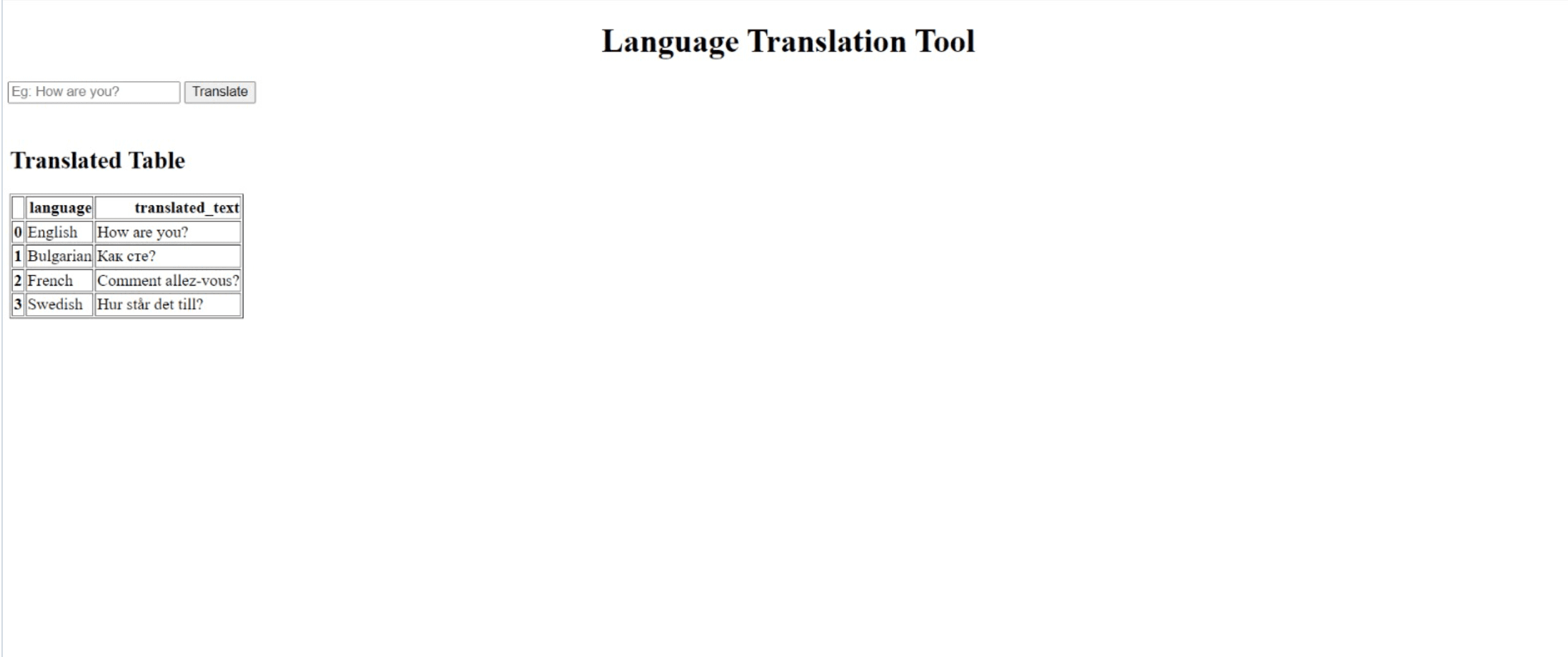Multi-Language Translation System